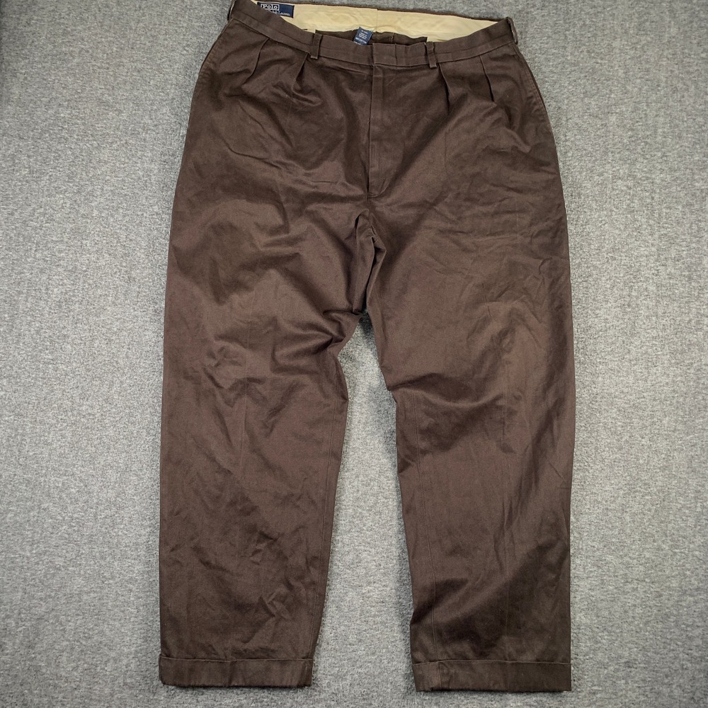 Vtg Polo Ralph Lauren Pleated Pants Men 38x30 Relaxed Brown 90s Y2K Wide Leg